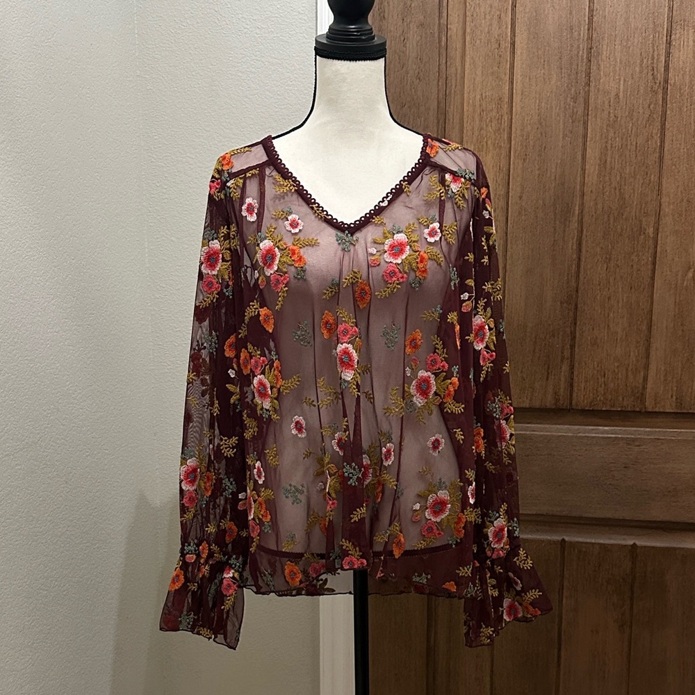 Anthropologie Feather Bone - Ruffled Giralda Blouse EUC